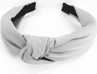 Produktbild von Haarreifen Einfarbig Breit Haarreif Schleife Knoten Haarspange Bandana Turban Unifarbe 3,5cm Breit Grau