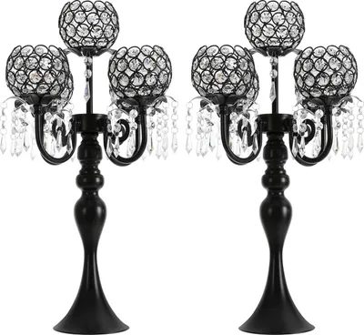Produktbild von Tischkerzenhalter - 5-flammig - 2er-Set - Für Hochzeit & Party - Für Kerzen Ø bis 6 cm - Ohne Kerzen - Schwarz