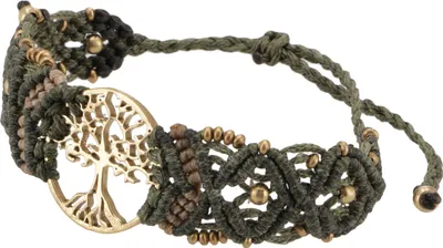 Produktbild von Goa Armband, Makramee, Festival Armband - Tree of Life/olive Modell 26, Grün, Baumwolle,Baumwollfäden, 24*3*0,5 cm, Armreifen & Armbänder Modeschmuck