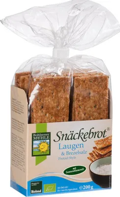Produktbild von Bohlsener Mühle Snäckebrot Laugen & Brezelsalz -- 200g