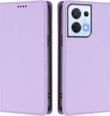 Immagine prodotto di Custodia in pelle per Oppo Reno8 5G, custodia magnetica in Finto cuoio con supporto viola chiaro