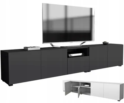 Zdjęcie produktu dla szafka rtv pod telewizor 250 250cm czarna matowa minimalistyczna prosta