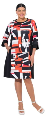 Produktbild von Ulla Popken Damen große Größen Übergrößen Plus Size Punto-Kleid, Bedruckt