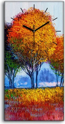 Produktbild von Wanduhr Bürouhr Leinwand Bild Quarz 30x60 Bäume malen künstlerischen Hintergrund - schwarze Hände