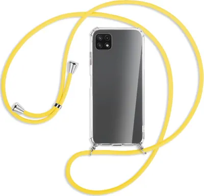 Produktbild von Handykette Backcover-Schutzhülle mit Band (Metall silberfarben) für Samsung Galaxy A22 5G (A226) - gelb
