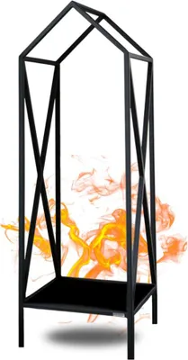 Produktbild von DELUKE® Kaminholzregal innen Metall DUSI | Dachdesign, Schwarz | Feuerholzregal Kaminholzhalter Holzständer Holzhalter innen Holzlager