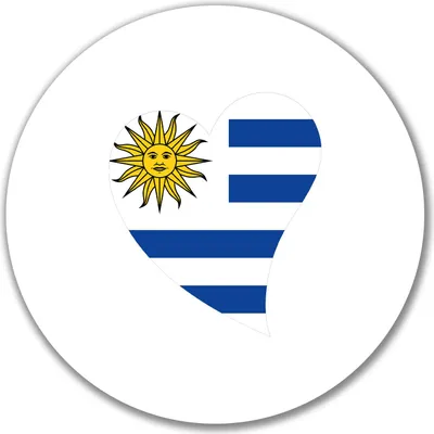 Produktbild von Huuraa Aufkleber Uruguay Flagge Herz 10cm rund Sticker Geschenkidee