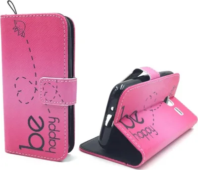 Produktbild von Handyhülle Tasche für Handy Samsung Galaxy J1 Mini Be Happy Pink