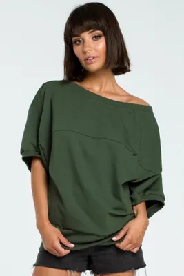 Imagen del producto de BeWear, blusa para mujer, modelo Pangi B079, color verde militar, talla L/XL