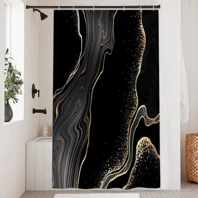Image de Rideau de douche effet marbre 120 x 180 cm avec tissu imperméable