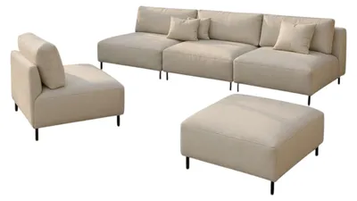 Produktbild von Garten Lounge Set SUN – Outdoor Möbel Set mit Sofa, Sessel und Hocker, UV-beständig und wasserabweisend