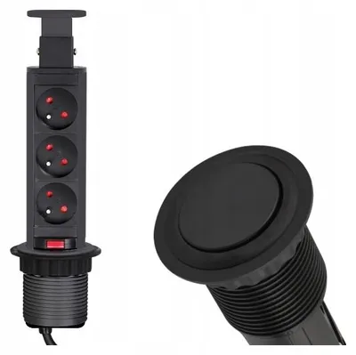 Produktbild von Design Light LIFTBOX Einbau-Steckdose 3-fach 230V schwarz