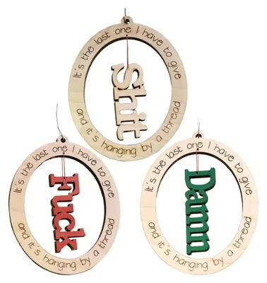 Lustige Holz-Weihnachtsornamente, 3 Stück, handgefertigt, Baumschmuck