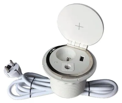 Obrázek produktu pro Zapuštěná lišta IN 553009,zásuvka, Qi nabíjení,USB