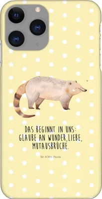 Produktbild von Mr. & Mrs. Panda Iphone 11 Pro Handyhülle Nasenbär - Gelb Pastell - Geschenk, Handy Case, Nasenbären, Premium Kunststoff, Rüsselbär, Bär, Lustige Sprüche