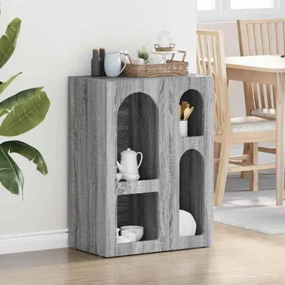 Image de vidaXL Meuble de rangement ELST, Sonoma-gris, 59 x 35 x 80,5 cm, panneaux de particules