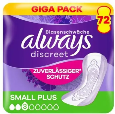 Obrázok produktu pre Multipack 3x Always Discreet Inkontinencia Small Plus Gigapack 72 kusov