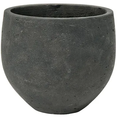 Productafbeelding van Keramische plantenpot, bolvormig, grijs-zwart, diameter 32 cm, hoogte 28 cm