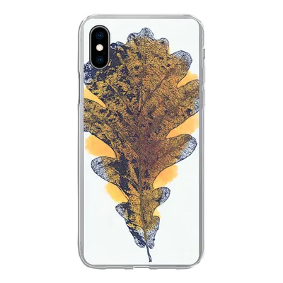 Produktbild von MuchoWow® Handyhülle Schutzhülle Hülle für iPhone Xs Aquarell - Orange - Eichenblatt Silikon Softcase Handy Hülle - Handytasche