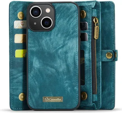 Produktbild von iPhone 13 Hülle - CaseMe 008 2-in-1 Klapphülle & Back Cover mit Brieftasche - Blau