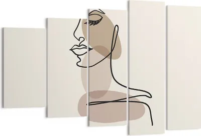 Produktbild von Bild auf Leinwand - Leinwandbild - 5 Teile - Zeichnung einzeilig Frau - 150x100cm - Wand Bild - Wanddeko - Wandbilder - Leinwanddruck - Bilder - Wanddekoration - Leinwand bilder - EG150x100-4612
