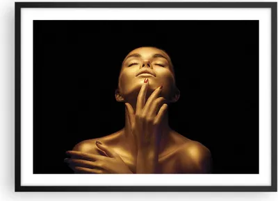 Produktbild von Gerahmtes Poster - Schwarzer Rahmen - Gold Frau Stück - 70x50 cm - Wand Bild - Wanddeko - Wandbilder - Kunstposter - Wandposter - Bilderrahmen - Bilder - Kunstdruck - Wanddekoration - P2BAA70x50-4573