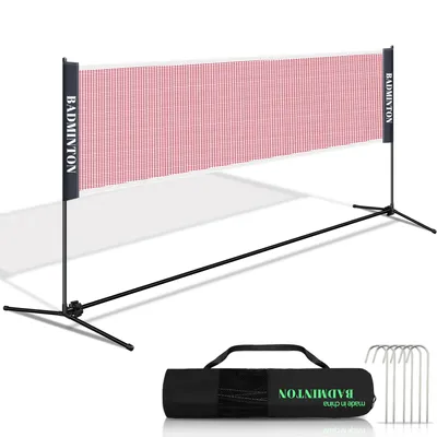Produktbild von TolleTour Badmintonnetz 410cm breit Tennisnetz Federballnetz Volleyballnetz Tragbares Trainingsnetz Höhenverstellbar mit Tragetasche