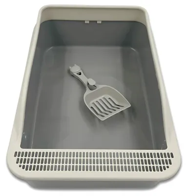 Produktbild von Offene Katzentoilette mit Rand und Schaufel Grau 33-2