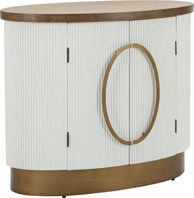 Image de Meuble Tolosa À 2 Portes En Bois Blanc Et Marron Avec Détails Dorés - Style Moderne - Référence : 1428030000