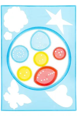 Immagine prodotto di Set per spirografia da 7 pezzi blu/giallo/rosso