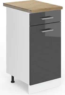 Zdjęcie produktu dla Szafka dolna do kuchni Vicco R-Line Antracyt wysoki połysk 40 cm , BP Dąb, Model 46657