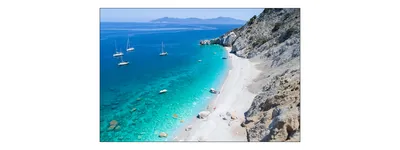 Produktbild von Muralo Fototapete Strand 135 (B) x 90 (H) cm Vlies Tapete Wandtapete Meer Boote Felsen Himmel Wohnzimmer Schlafzimmer moderne Wandbilder XXL Natur Panorama Wasser Wand Dekoration