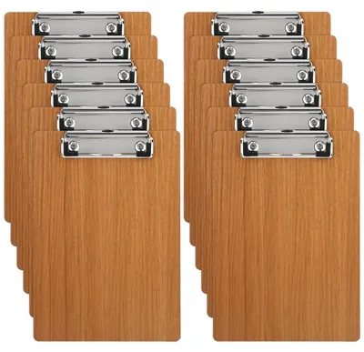 Productafbeelding van Solidchoice - Set van 12 Houten Klemborden A5 met Metalen Klem