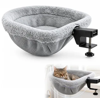 Katzenbett für Schreibtisch, einklappbar, bis 18 kg, grau