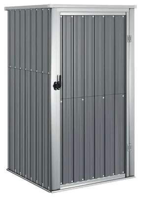 Obrázek produktu pro Skladiště na zahradní nářadí – kovová úschovna – 88 x 89 x 161 cm – vodotěsná pozinkovaná ocel – plastový rám – sedlová střecha s ochranou rohů – šedá barva