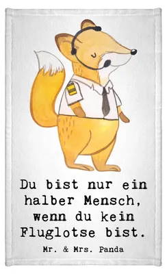 Produktbild von Mr. & Mrs. Panda Handtuch Fluglotse Herz - Weiß - Geschenk, Beruf, Gästetuch, Spruch, Lustig, badezimmer, Kleines, Frotteehandtuch, Ausbildung, Gäste-WC