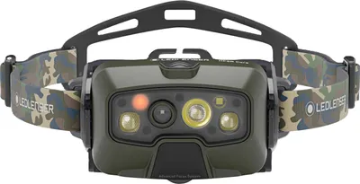 A headlamp is shown from the front, centered on a white background.