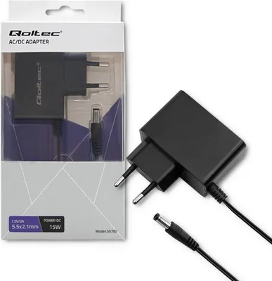 Obrázek produktu pro Zásuvný napájecí zdroj Qoltec 15W | 7,5V | 2A | 5,5*2,1