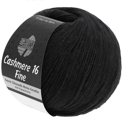 Produktbild von Lana Grossa CASHMERE 16 FINE 50 g feinste Schurwolle Merino Extrafine mit Kaschmir-Anteil 320 m Farbe 018 - Schwarz