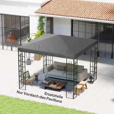 Produktbild von Pavillon Ersatzdach 3x3 m, Ersatzplane Gartenpavillon, 600D Polyester beschichtet, Dunkelgrau | 298 x 298 cm | UPF30+ | 8 Entwässerungslöcher