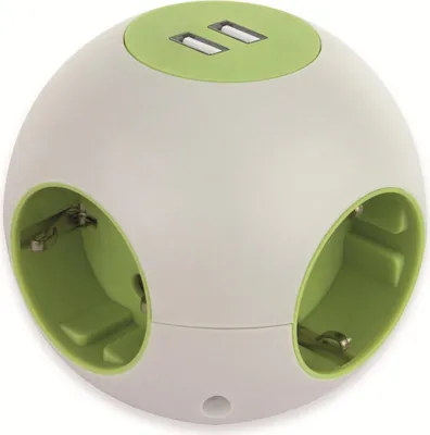 Produktbild von REV Kugelsteckdose Powerglobe mit USB weiss grün