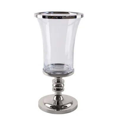 Produktbild von Fink LYNETTE, Windlicht, Windlicht mit Glas, Glas, glatt, silberfarben, L. 18 cm, B. 18 cm, H. 42 cm, D. 18 cm Höhe: 42.00 cm Breite: 18.00 cm Tiefe: 18.00cm Durchmesser: 18.00 cm 146277