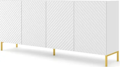 Immagine prodotto di Cassettiera SURF 4D 200 cm BIANCO OPACO Credenza MDF 4 ante con frontali fresati Credenza Buffet LEGS GOLDEN