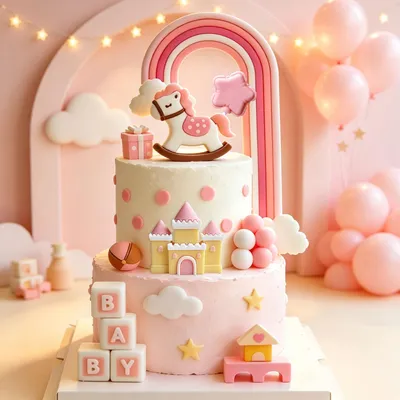 Imagen del producto de Decoraciones rosas para pasteles, ideales para baby showers y cumpleaños