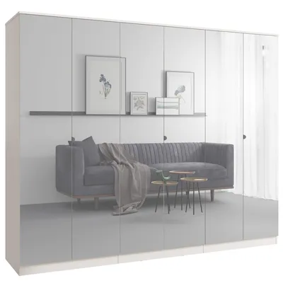 Kleiderschrank zum Schlafzimmer für Kleidung mit Spiegel, Höhe: 200cm, Breite: 240 cm, kaschmir