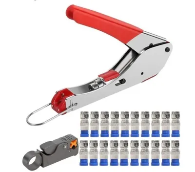 Produktbild von Kompressionszange Set RG59/RG6 mit 20 stück Kompression F-Stecker für SAT-Kabel