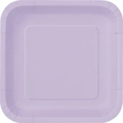 Produktbild von 14 Stück eckige Einweg-Pappteller, lavendel, ca. 22,8 cm Durchmesser