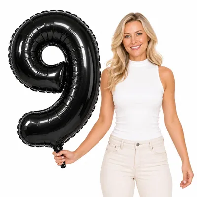 Produktbild von Folienballon Zahl 9 schwarz 100 cm Geburtstag Jubiläum