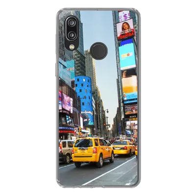 Produktbild von MuchoWow® Handyhülle Schutzhülle Hülle für Huawei P20 Lite (2020) New York - Taxi - Gelb Silikon Softcase Handy Hülle - Kartenhalter