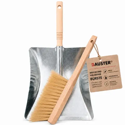 Produktbild von BAUSTER® Besen mit Kehrschaufel Handbesen Naturborsten Kehrgarnitur Kehrblech Schaufel, KI-generiertes Bild